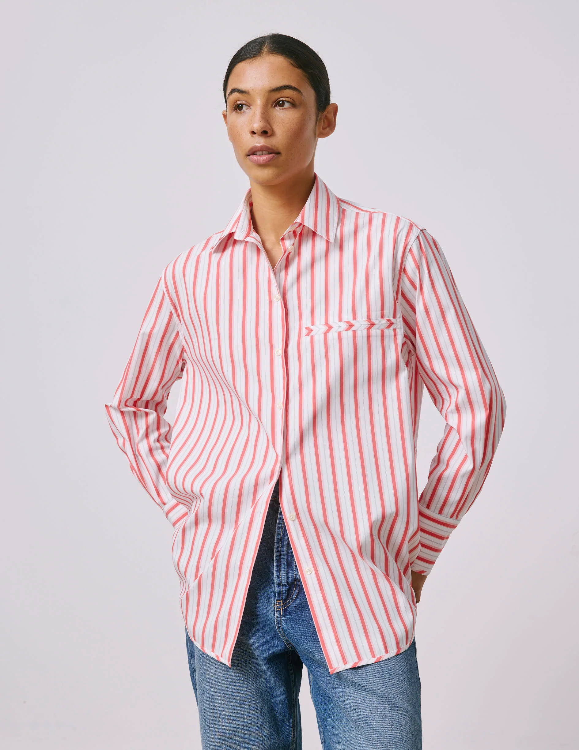 Chemise Nesrine rayée corail