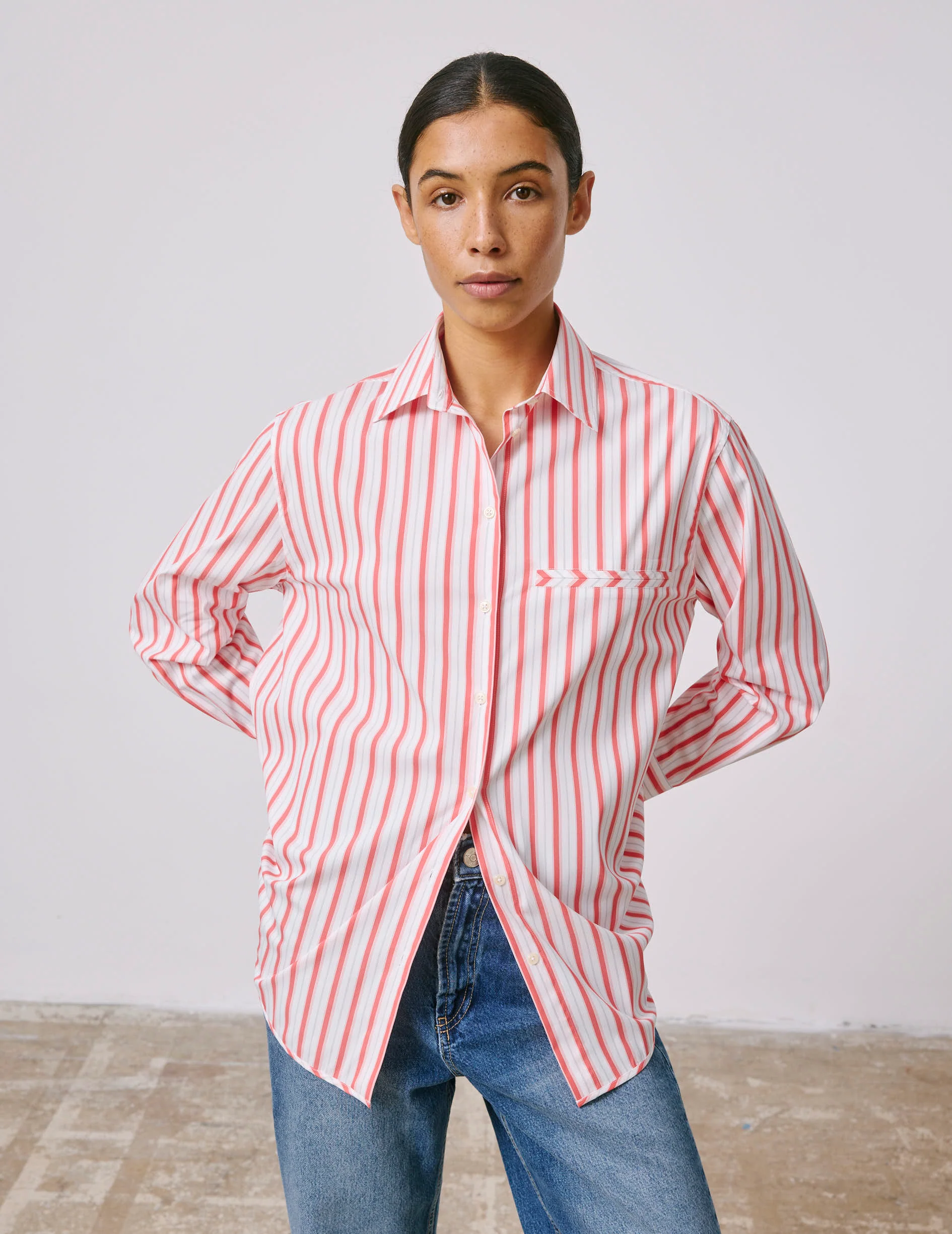 Chemise Nesrine rayée corail - Image 3