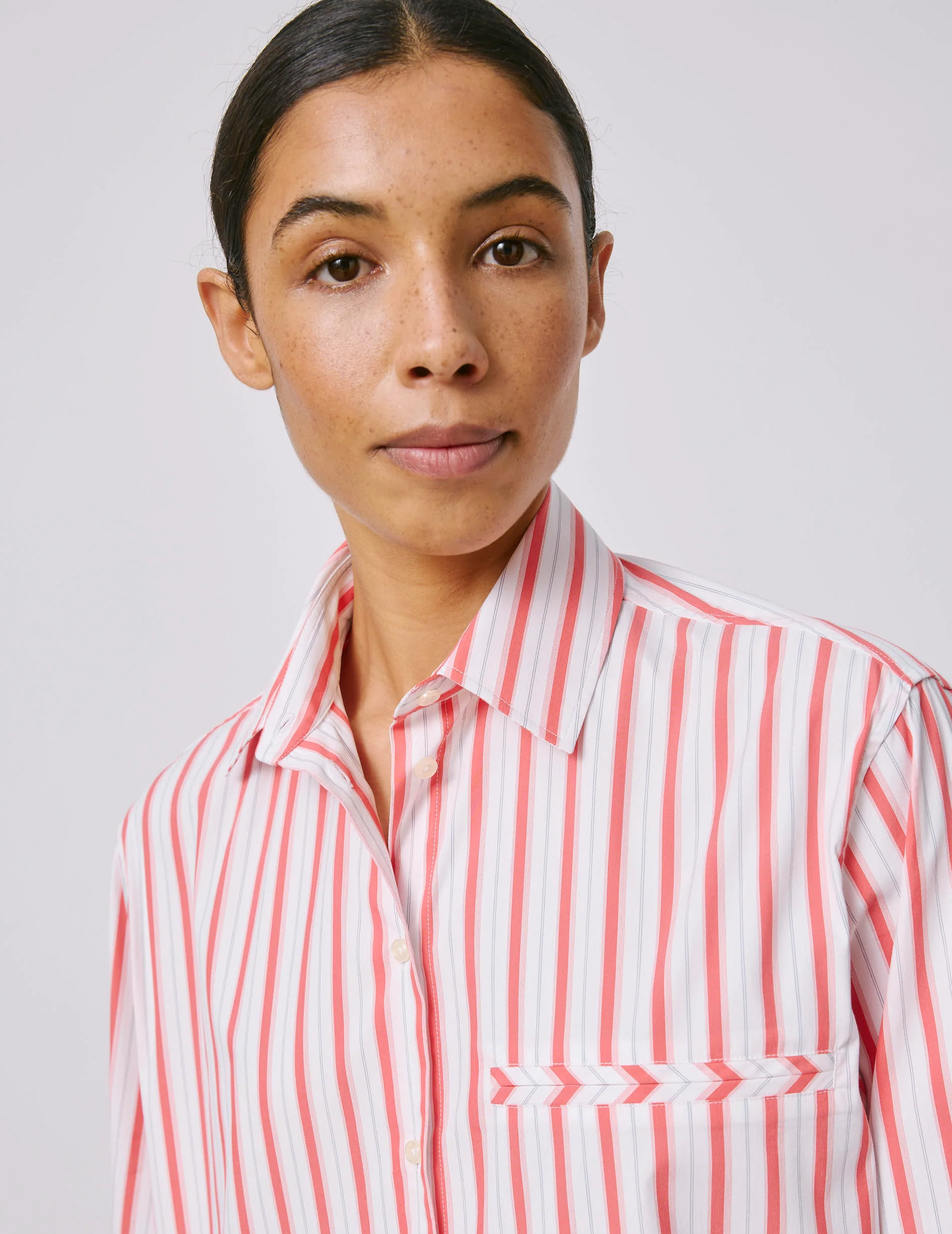 Chemise Nesrine rayée corail - Image 4