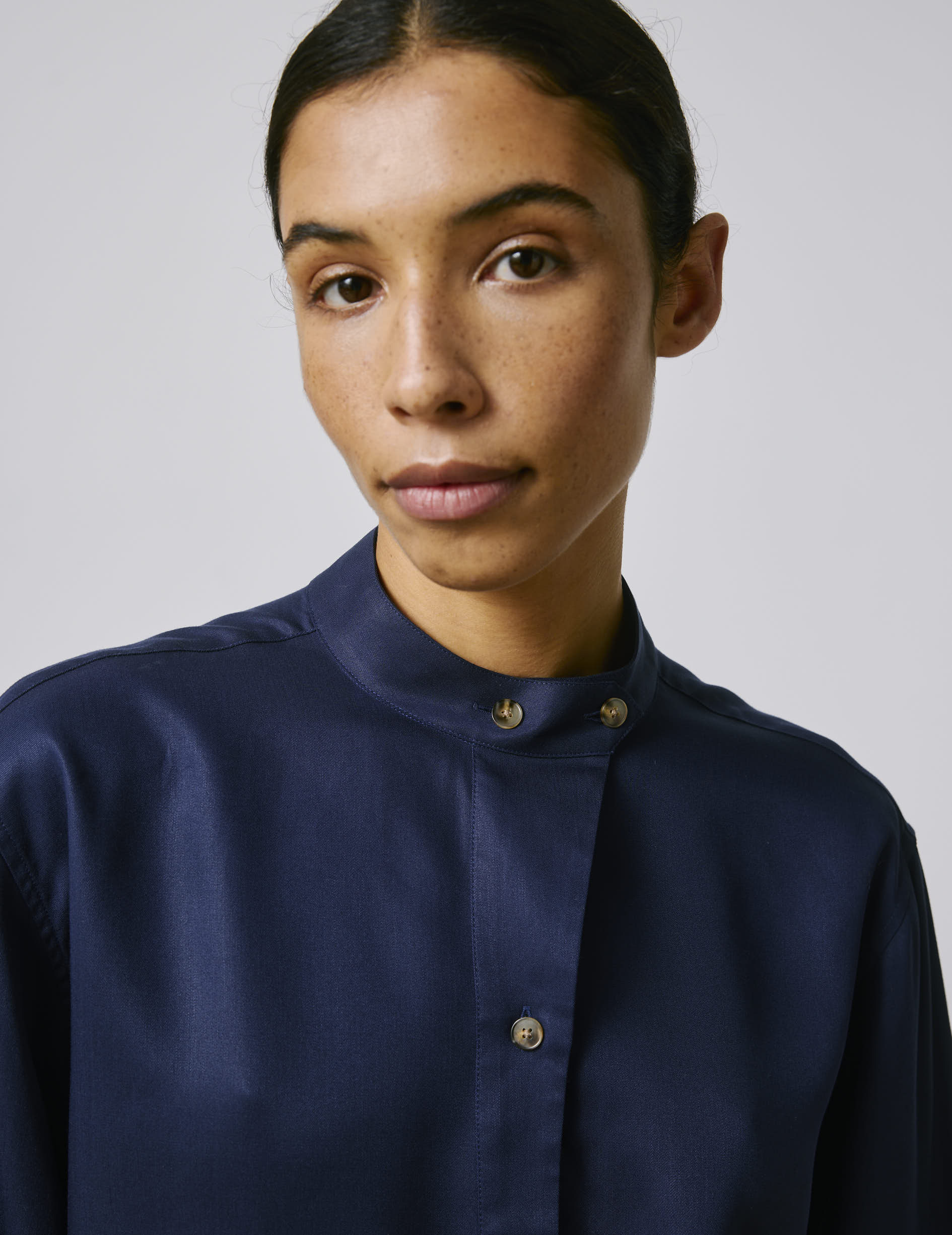 Chemise popover Nessa rayée bleu marine - Image 3