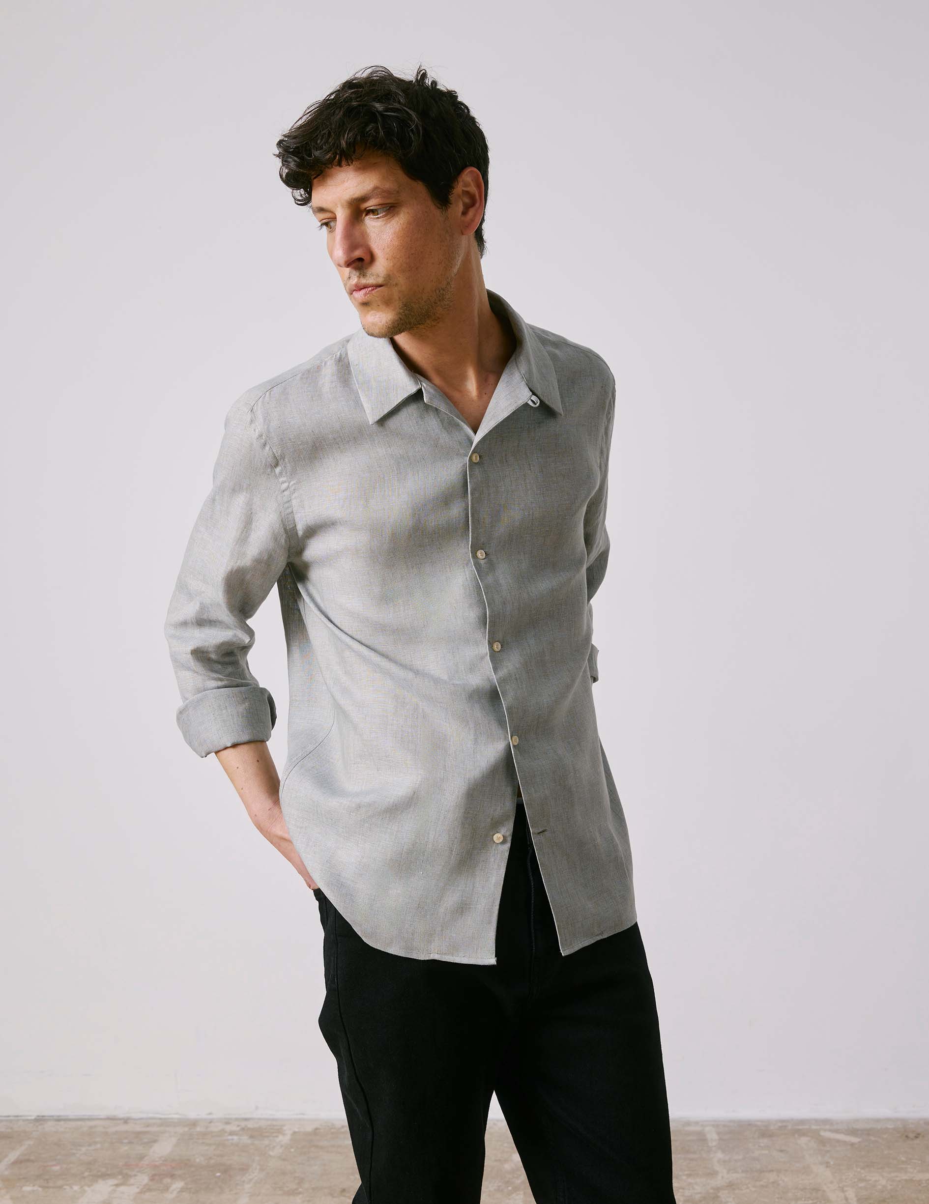Chemise Nylan en lin gris clair