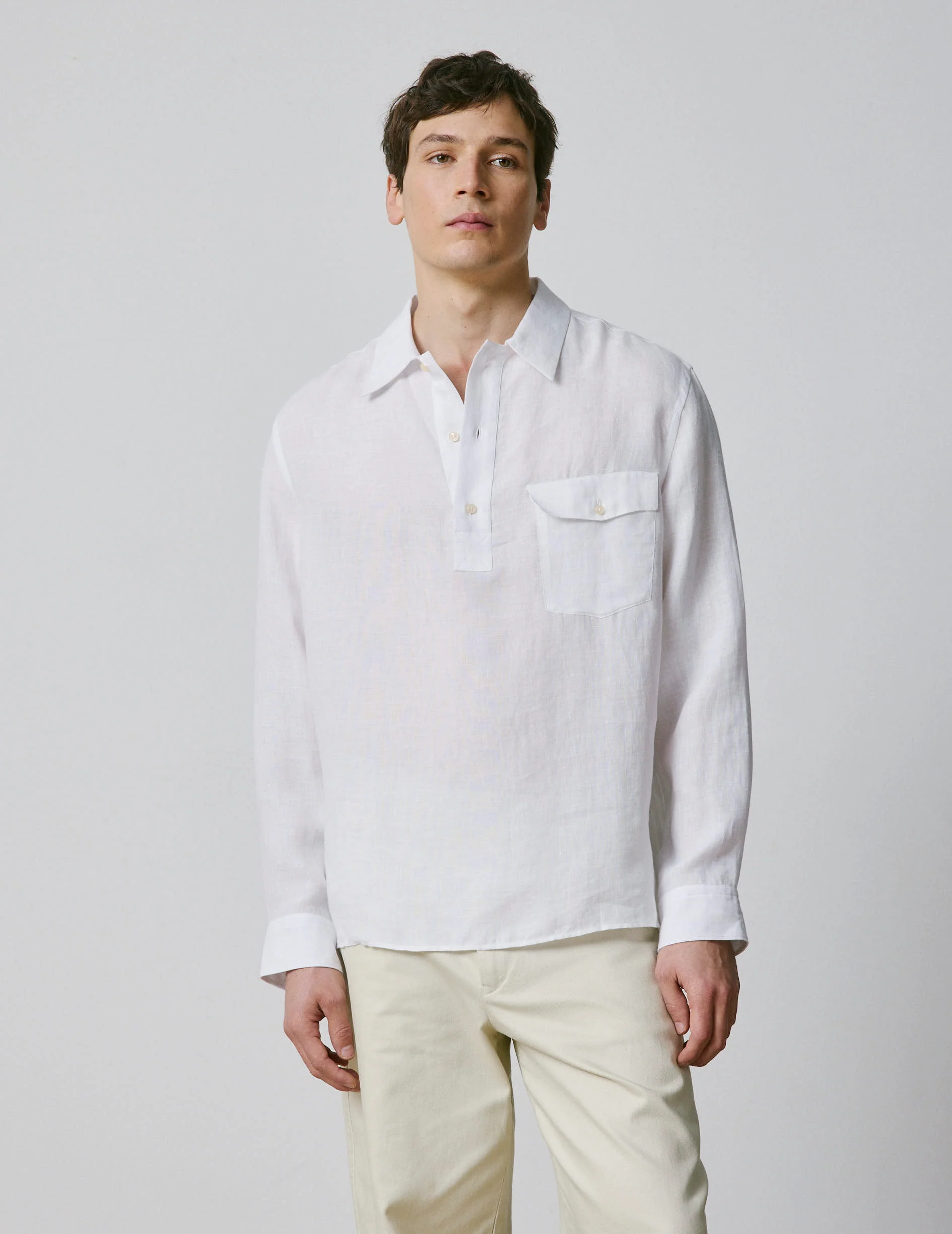 Chemise popover Normann en lin blanc - Image 2