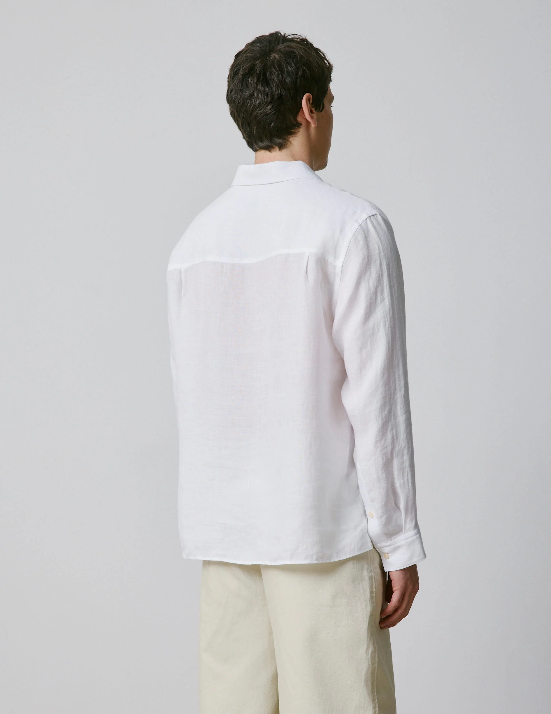 Chemise popover Normann en lin blanc - Image 3