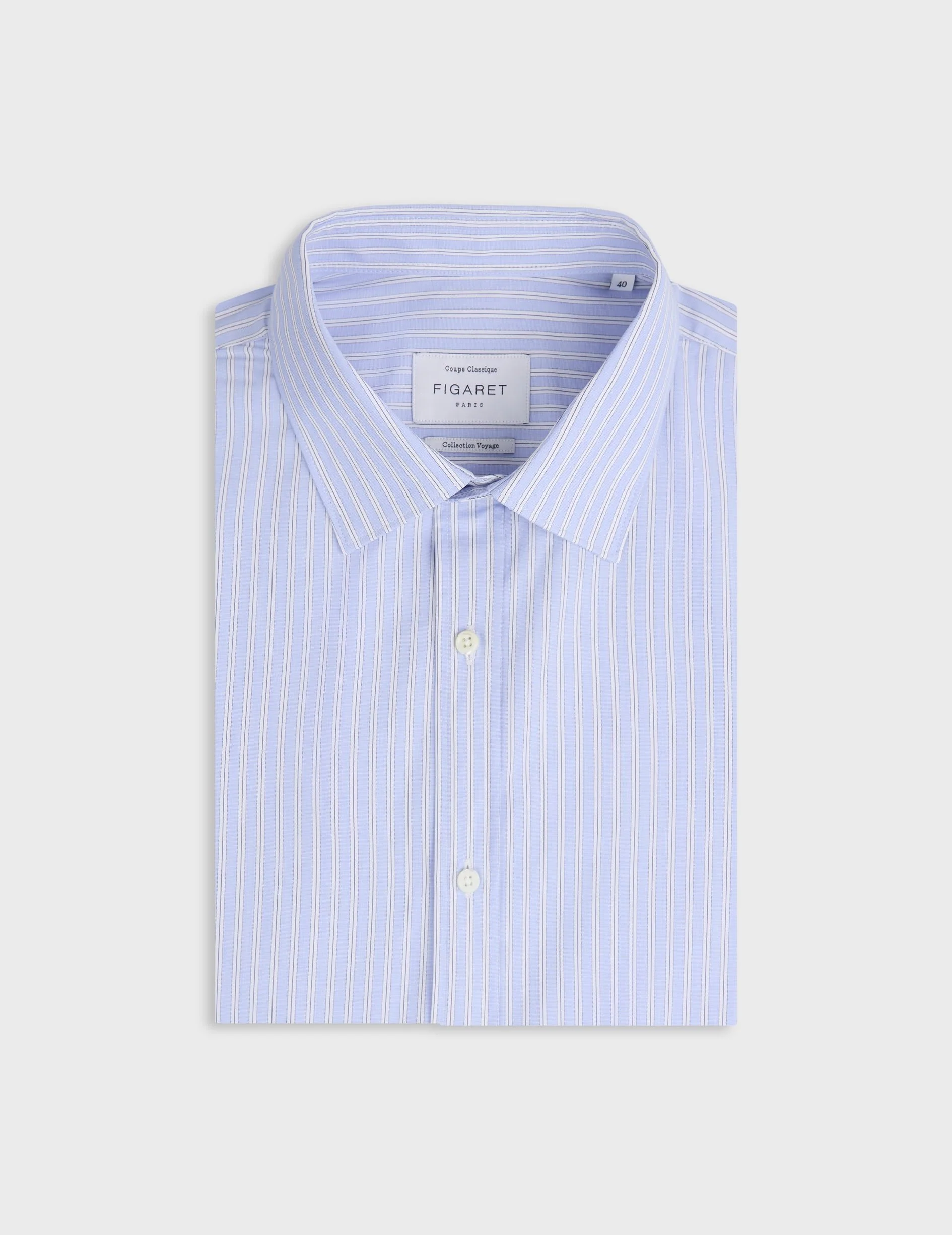 Chemise Voyage col Figaret en popeline rayée