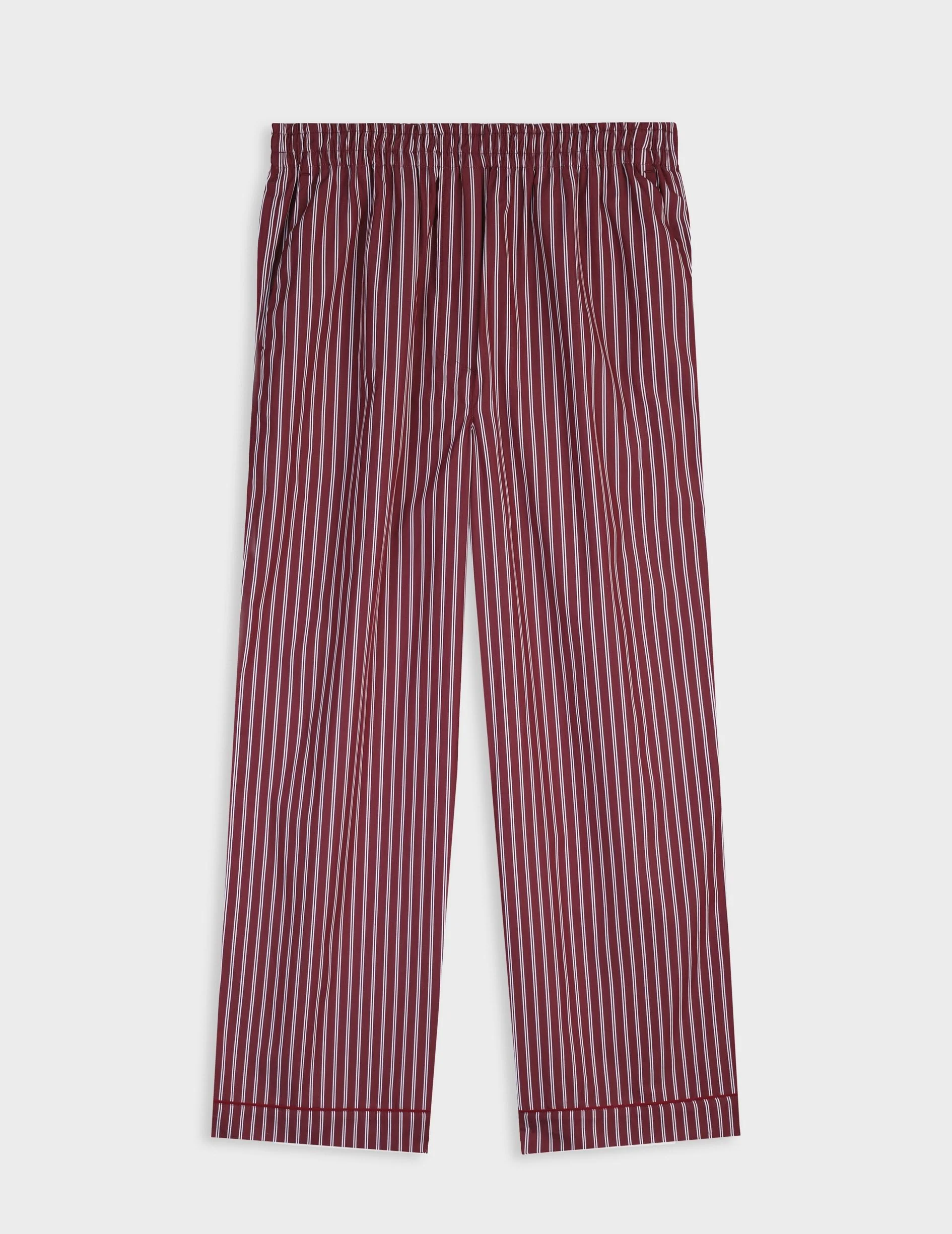Pantalon de pyjama Notte en popeline rayée bordeaux - Image 6