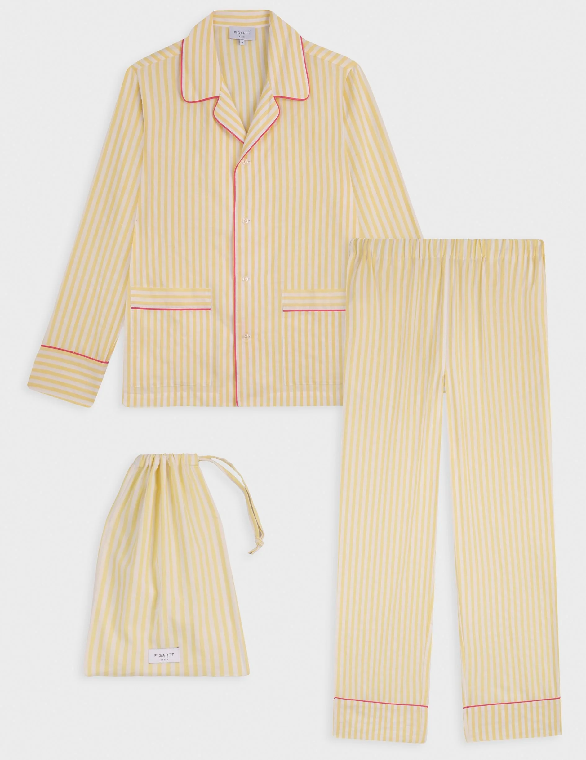 Pyjama Louise en coton et lin rayé jaune - Image 4
