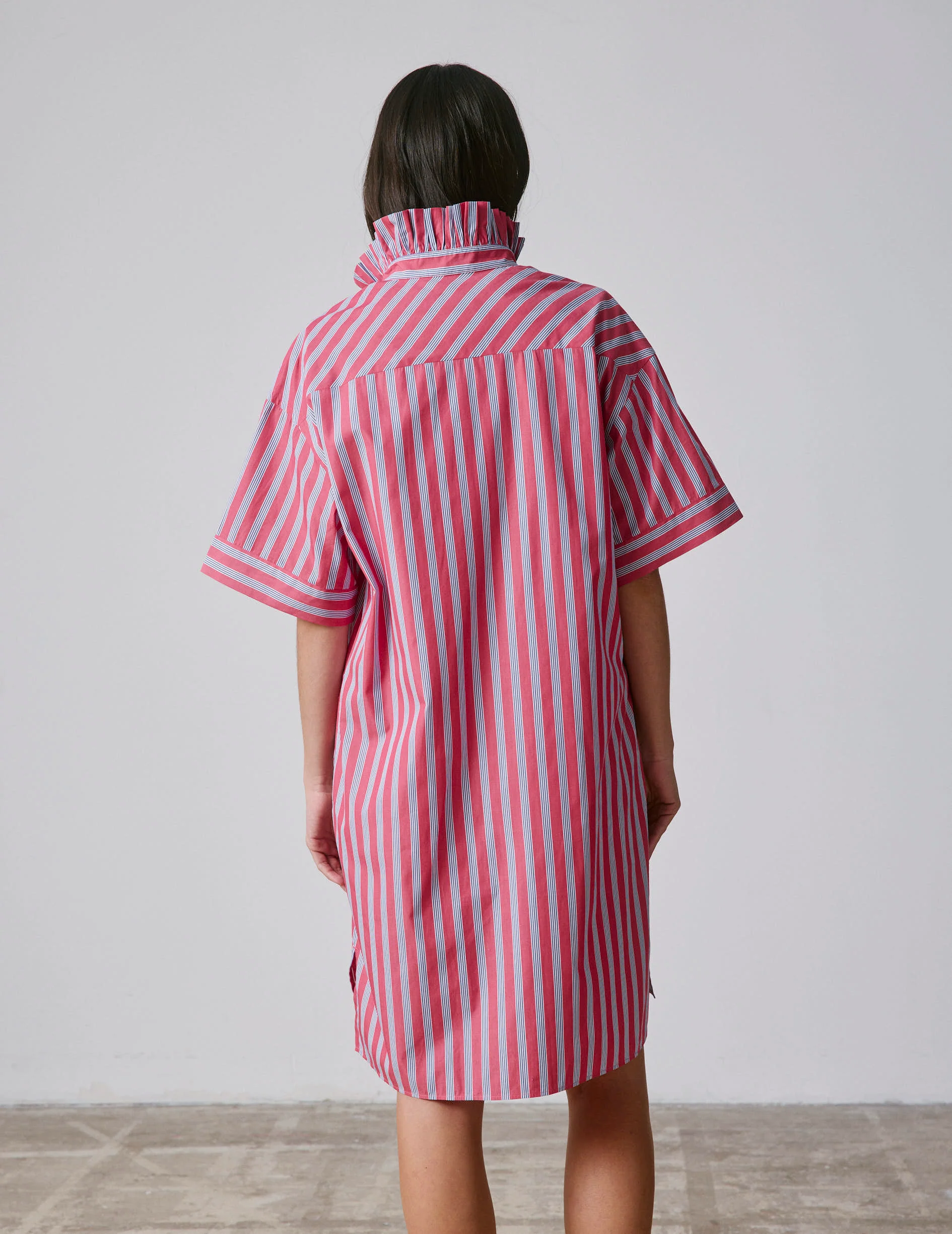 Robe Nivine en popeline rayée rose foncée - Image 3