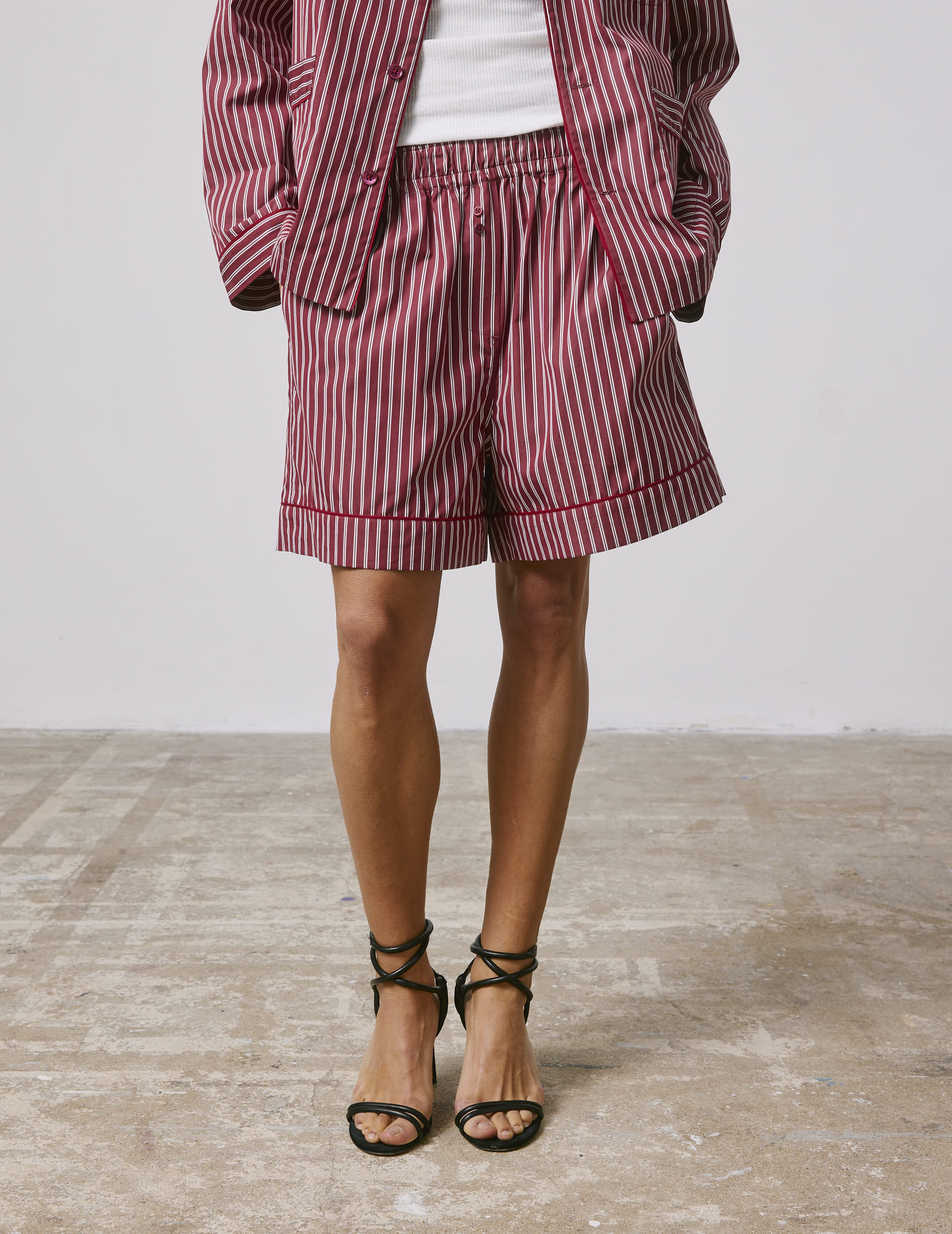 Short Nina en popeline bordeaux