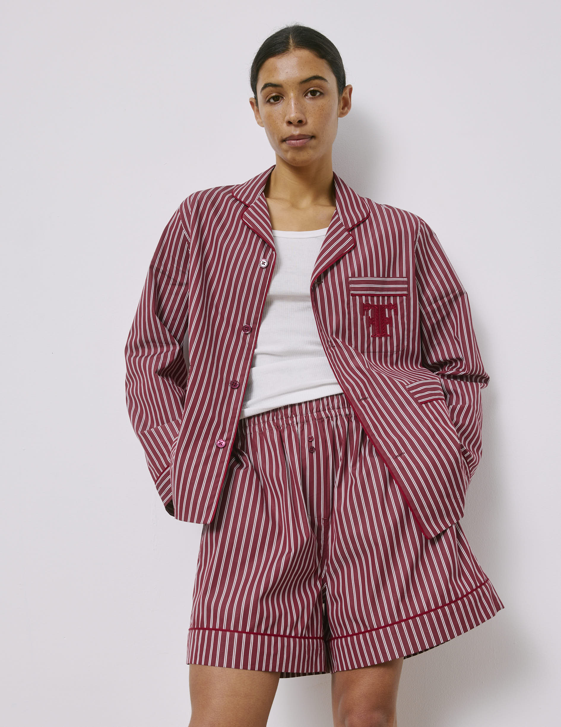 Short Nina en popeline bordeaux - Image 4