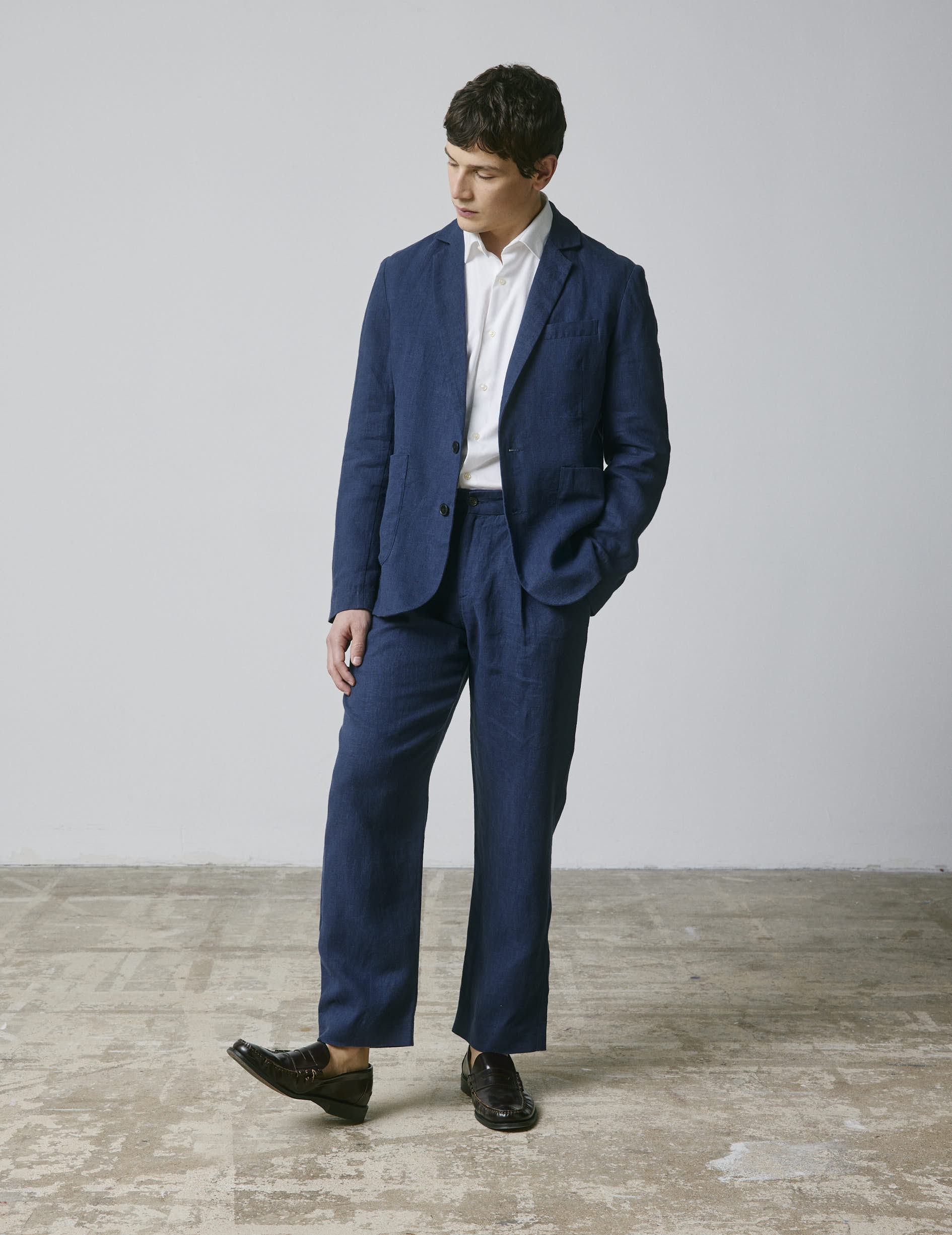 Veste blazer Nathis en lin marine - Image 6