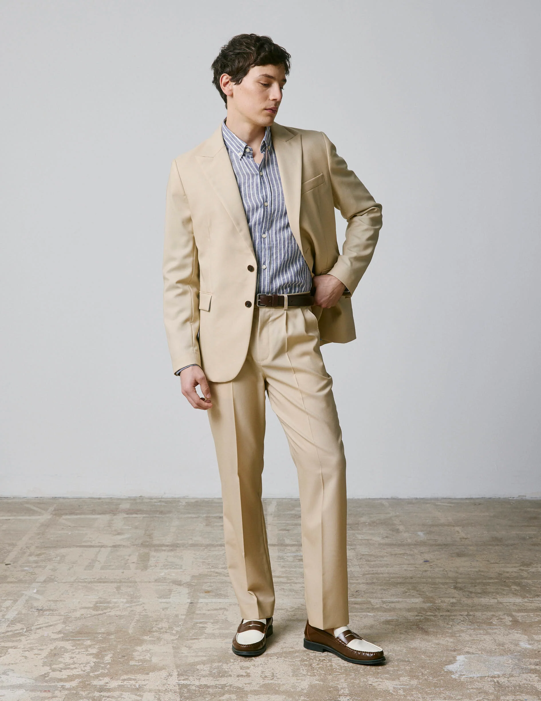 Veste de costume Marlon en laine vierge beige - Image 11