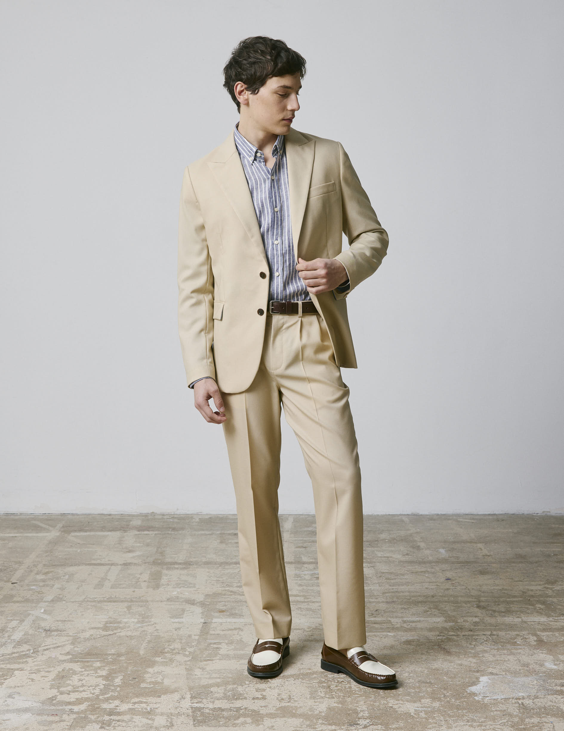 Veste de costume Marlon en laine vierge beige - Image 12