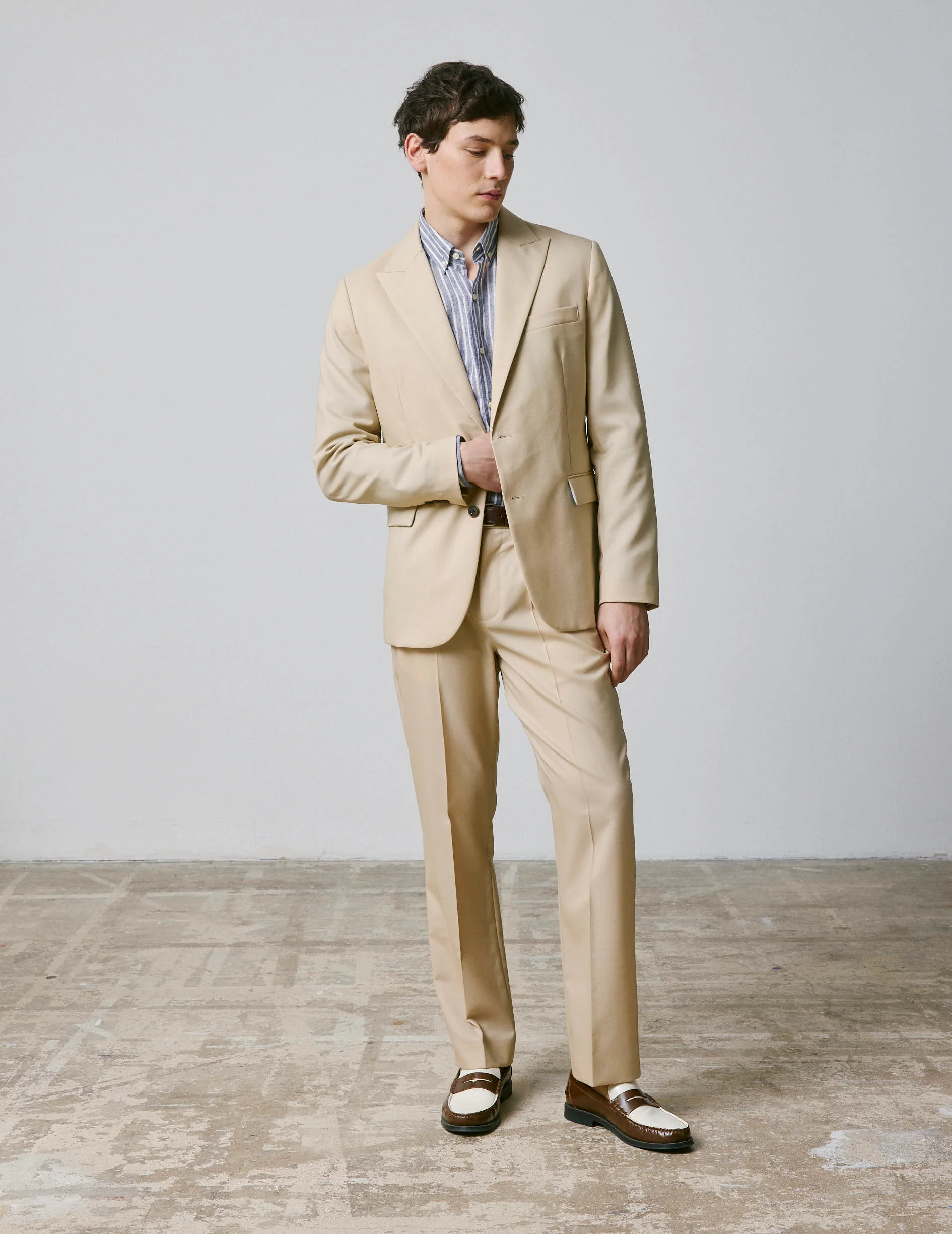 Veste de costume Marlon en laine vierge beige - Image 13