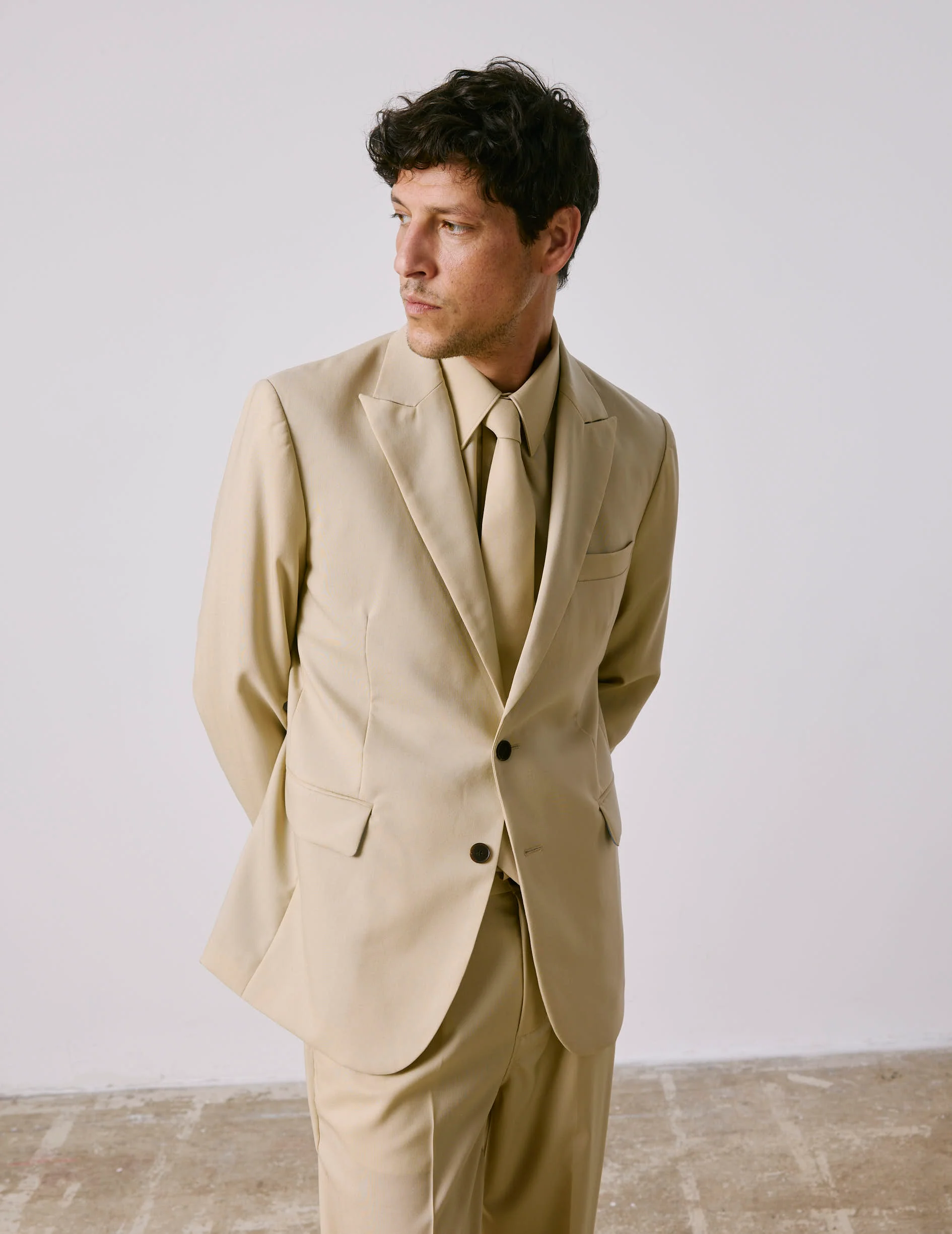 Veste de costume Marlon en laine vierge beige - Image 7