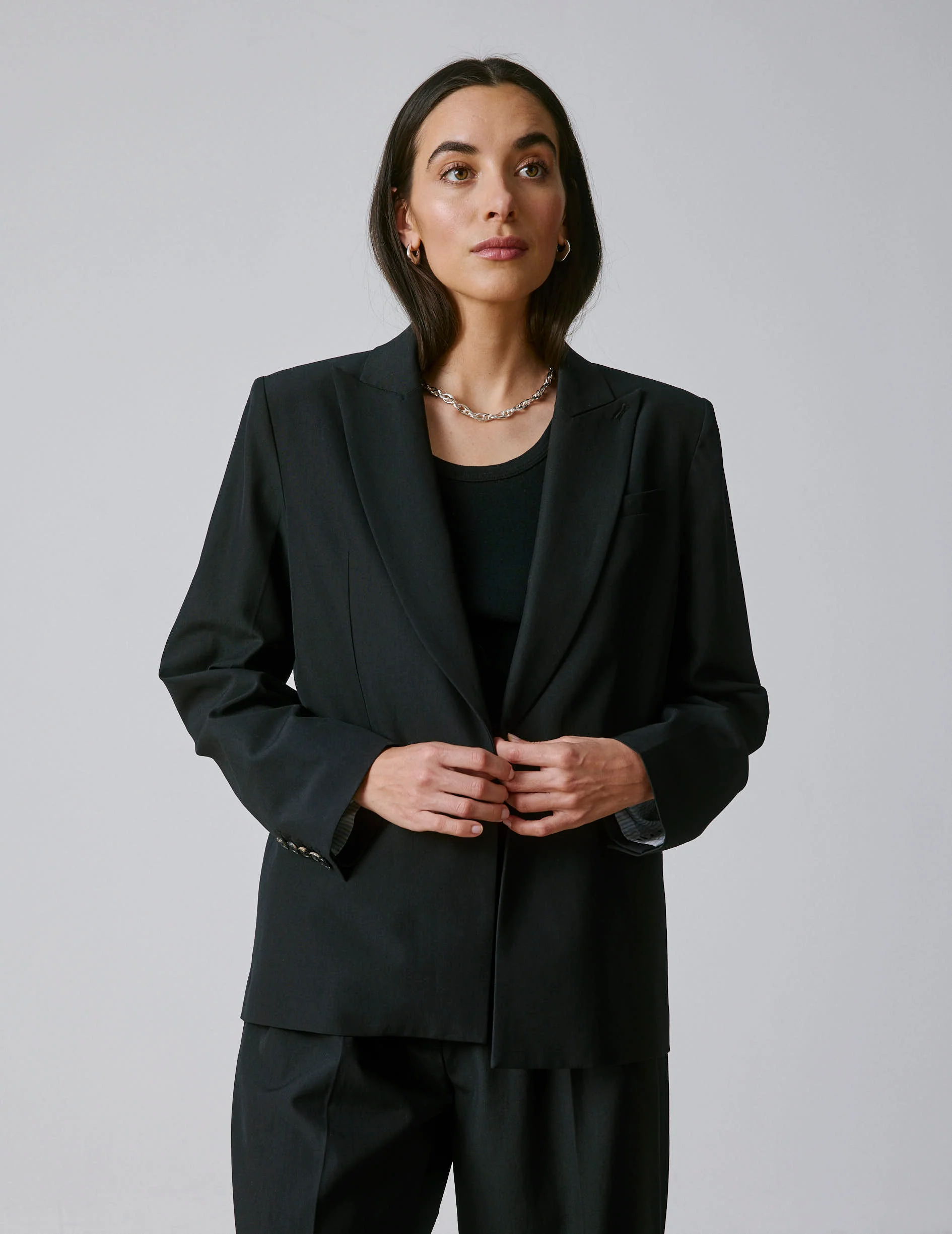 Veste de costume Nora en laine vierge noire - Image 5